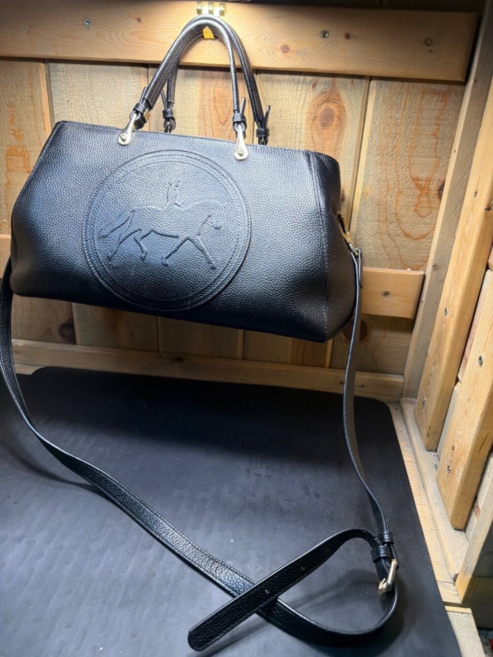 Tucker Tweed Equestrian Sedgefield Legacy Dressage Black Leather Satchel Purse